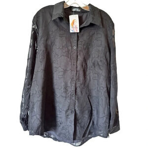 NWT Women’s Button Front Long Sleeve Casual Dress Summer Jacquard Shirt